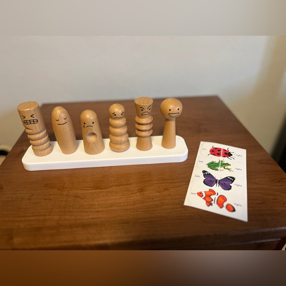 Lovevery Wooden Emotion Dolls and Left & Right Shoe Stickers